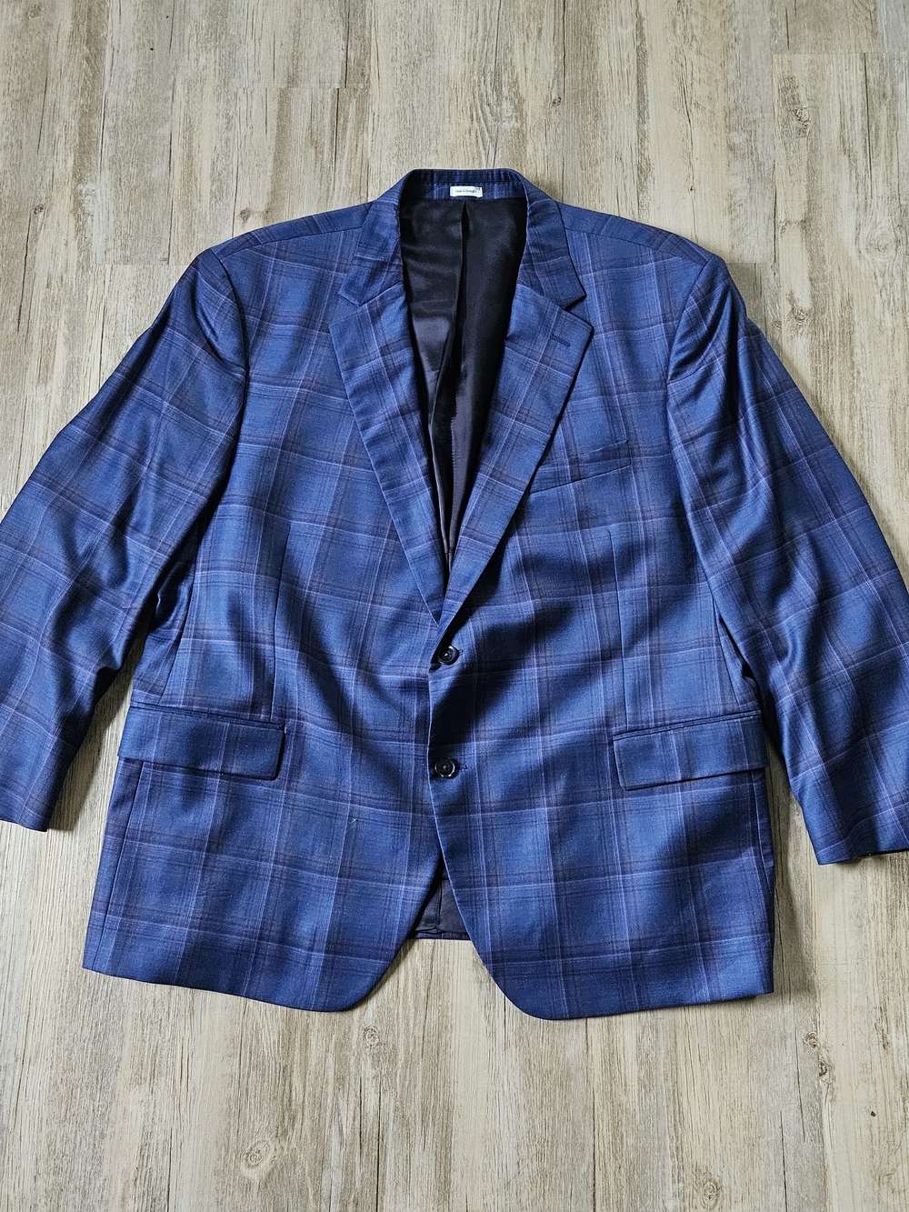 Peter Millar Men's Dark Blue 100% 100 Plaid Sport Coat Blazer 52r Causal
